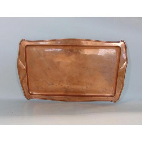 535 - A Keswick school of industrial Arts - Arts & Crafts tray of rectangular form with folded rim and mou... 