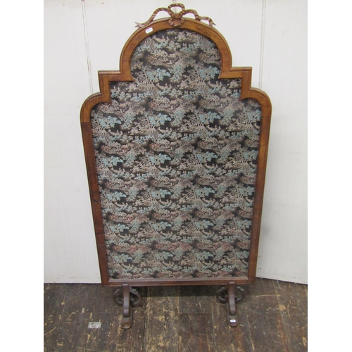 2647 - Substantial 19th century oak framed screen of half height with arched outline surmounted by a ribbon... 