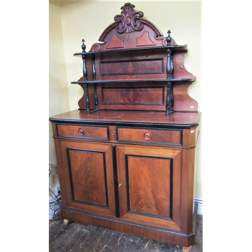 2681 - Mid 19th century continental mahogany chiffonier enclosed by two panelled doors and two frieze drawe... 