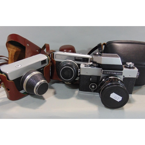 575 - Exakta RTL 1000 complete with Oreston lens, two Zeiss Werra 35mm cameras (3)