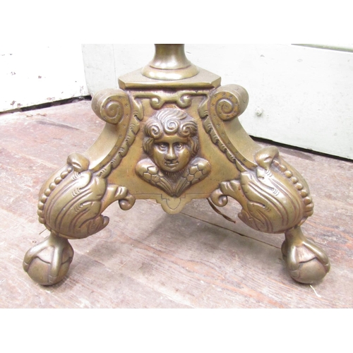 2680 - A brass lamp standard in the form of a 17th century brass pricket candlestand, the spiral twist and ... 