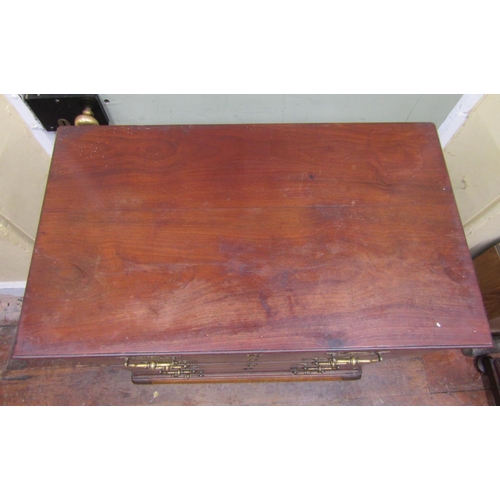 2683 - A Georgian mahogany chest of four long graduated drawers raised on a later stand with short cabriole... 