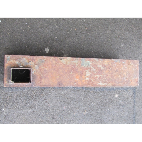 2104 - A pair of reclaimed cast iron drain water hoppers of rectangular form dated 1914, 79 cm long x 17 cm... 