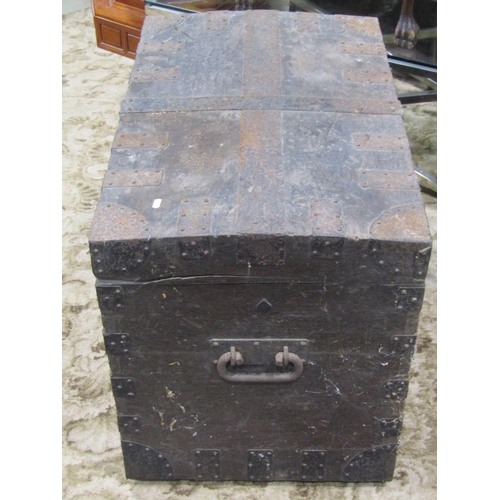 2233a - A 19th century oak and steel banded silver chest with applied label, The Right Honourable Lord Pirbr... 