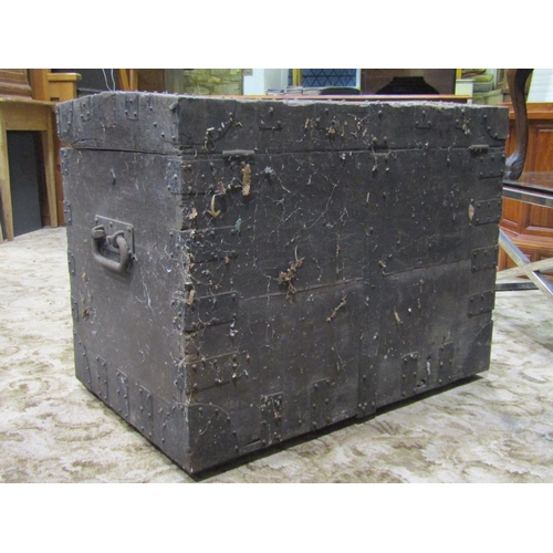 2233a - A 19th century oak and steel banded silver chest with applied label, The Right Honourable Lord Pirbr... 