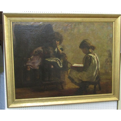 236 - Mia Arnesby Brown (Nee Mia Edwards - Welsh 1867-1931) - Cinderella - A small girl reading to two fur... 