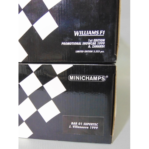 16 - 4 Minichamps Grand Prix Formula One 1:18 scale boxed model racing cars including 180 990022 BAR 01 J... 