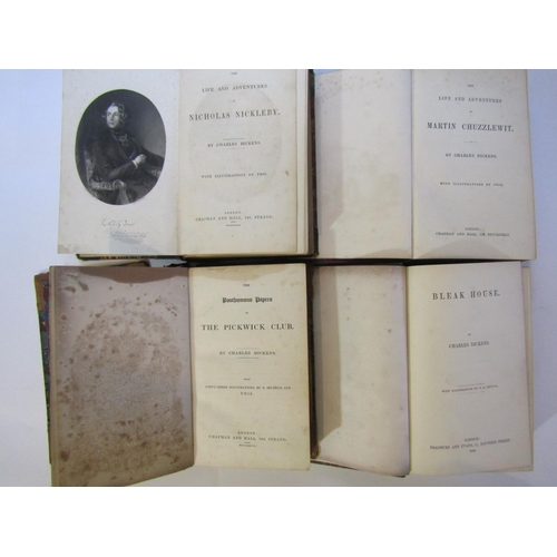 433 - A collection of Charles Dickens books to include Nicholas Nickleby, Chapman & Hall London 1839 (1st ... 