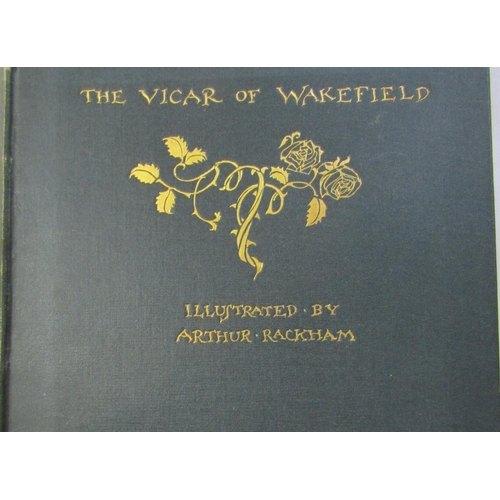 445 - Two boxes of miscellaneous books to include The Vicar of Wakefield illustrated by Arthur Rackham, Ge... 