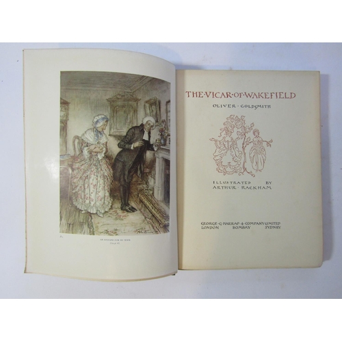 445 - Two boxes of miscellaneous books to include The Vicar of Wakefield illustrated by Arthur Rackham, Ge... 