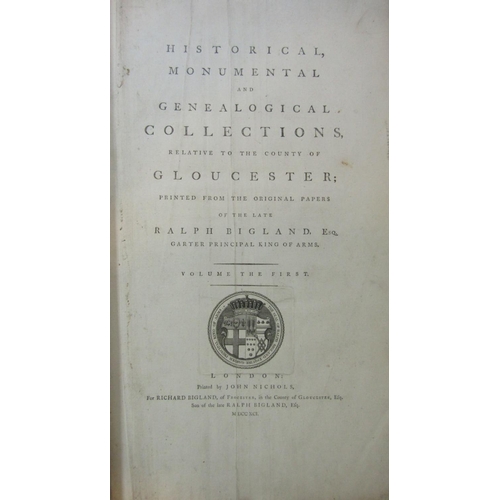 455 - Bigland, Ralph, Historical monumental and genealogical collections, relative to the county of Glouce... 