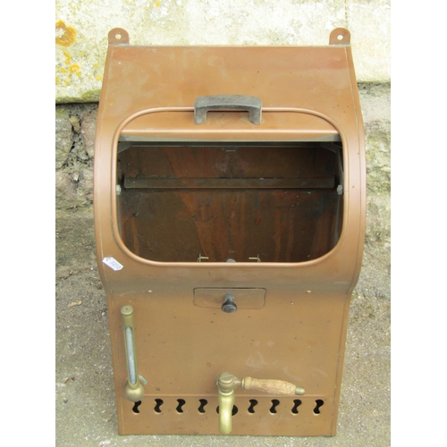 2158 - A vintage copper wall mounted water heater with brass tap and fittings