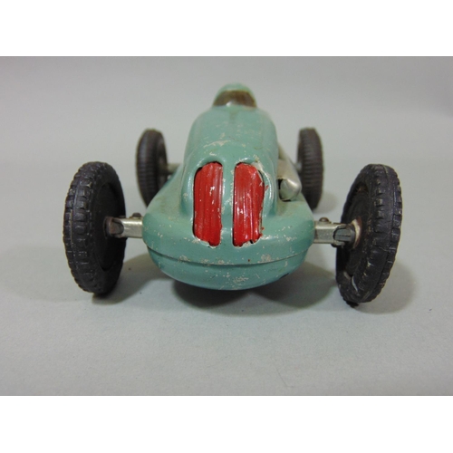 78 - 2 unboxed 1940's/50's toy cars 'The Mighty Midget Electric Racer' in blue and green (2)