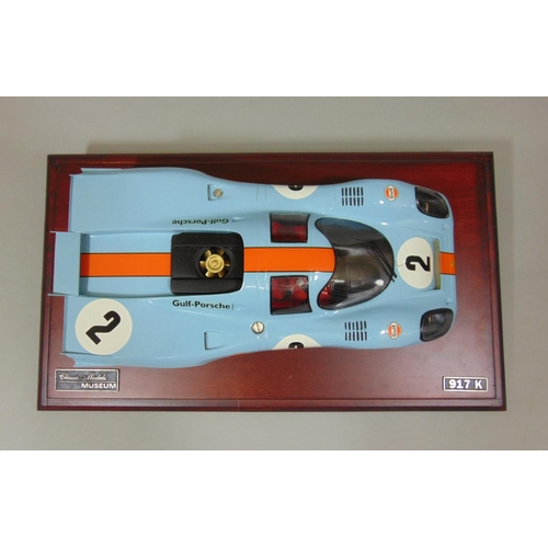 83 - Static kerbside model Gulf Porsche 917 Formula 1 Sports Prototype 1970 racing car,  hand made by Cla... 