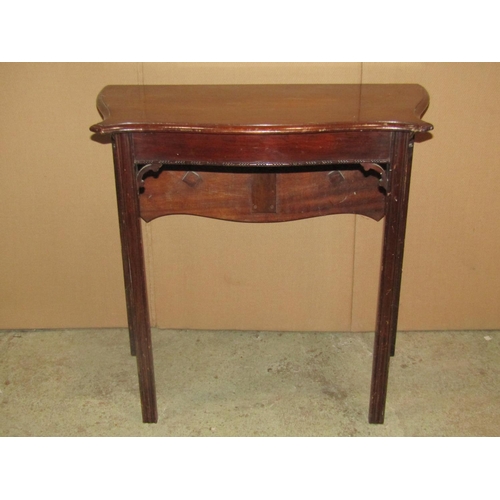 2215 - An Edwardian Chippendale Revival mahogany single drop leaf side table with serpentine moulded outlin... 