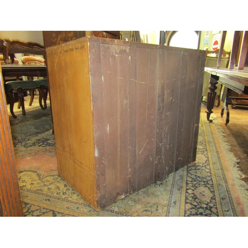 2232 - A Victorian oak, pine and pollard oak chest of three long and two short drawers with brass plate han... 