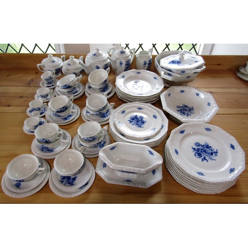 1017 - A quantity of Rosenthal Marie pattern blue and white printed wares comprising octagonal two handled ... 