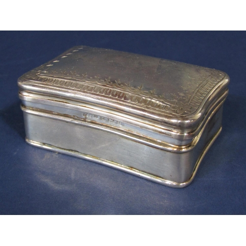 1251 - Small silver box with hinged lid with engraved floral decoration enclosing a gilt interior, maker C ... 