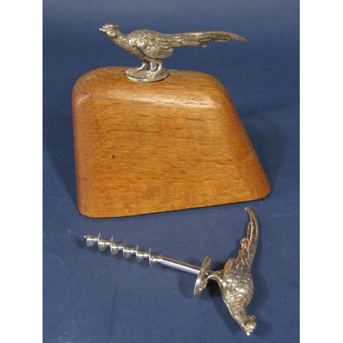 1281 - Good quality silver mounted bottle openers mounted by cast silver pheasants, maker J B Chatterley, 1... 