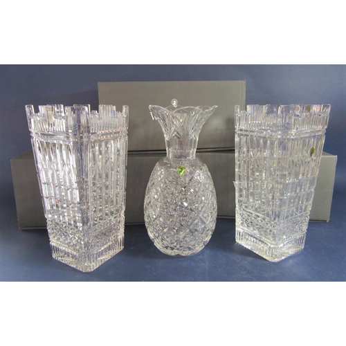 1164 - Waterford crystal 12 inch UK Guild millennium vase x 2 within original boxes together with a further... 