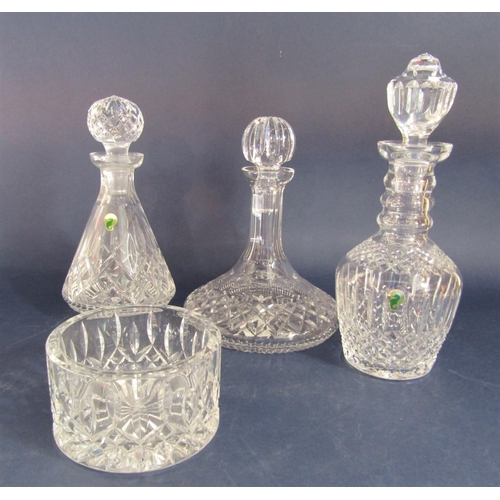 1173 - Waterford crystal boxes Coleen ships decanter with a further Lismore champagne coaster and two furth... 