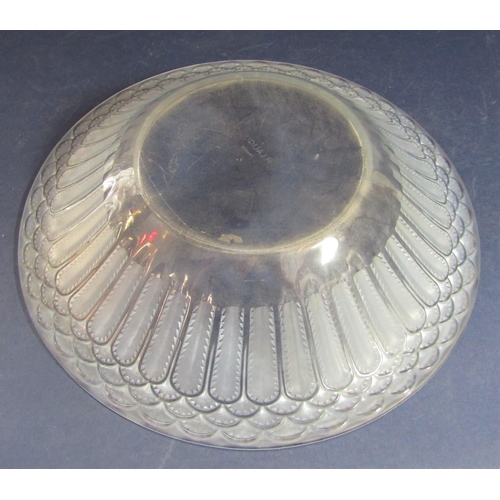 1177 - Rene Lalique Jaffa dish with geometric darted borders, acid etched R Lalique France to base, 31 cm d... 