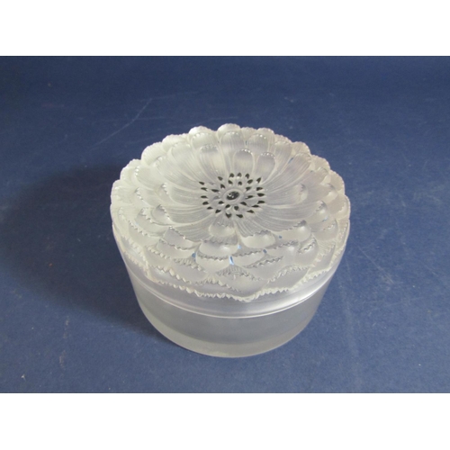 1179 - Rene Lalique Dahlia floral scent bowl, the lid in the form of an open flower, acid stamped R Lalique... 