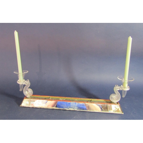 1193 - An unusual and bespoke antique glass and mirrored centre piece, with a tapered rectangular mirror ba... 