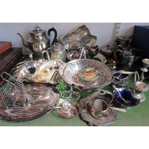 1220 - A large collection of silver plate mainly tablewares to include entree dishes, baskets, teapots, etc... 