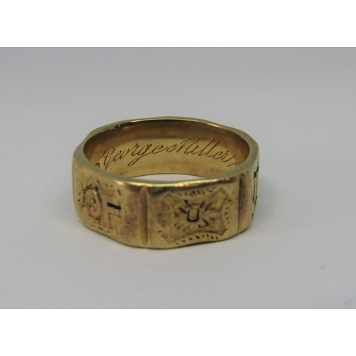 1331 - Victorian 18ct 'In Memory Of' mourning ring, inscribed to interior 'George Miller died Nov 4th 1874'... 