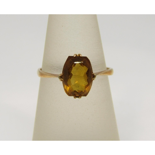 1337 - Two 9ct rings; a faceted citrine example and a cabochon turquoise example, both size L, 2.8g total (... 