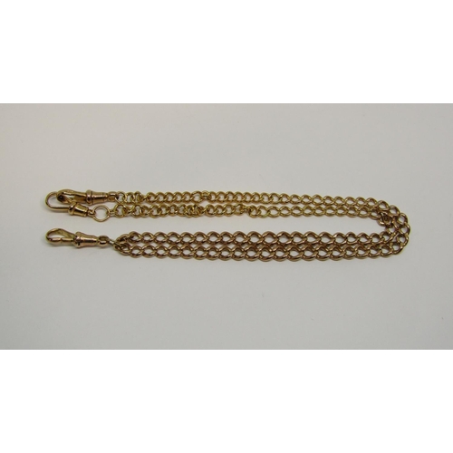 1356 - 9ct curb link double Albert chain, 26.9g