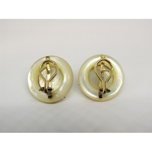 1383 - Pair of 14k mabe pearl and mother of pearl earrings