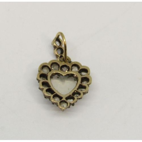 1389 - Antique moonstone and rose cut diamond heart pendant, in fitted Arthur Pitson case, together with a ... 