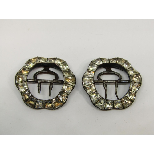 1396 - Pair of Georgian black dot paste shoe buckles (one prong af)