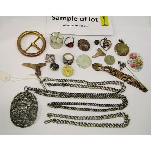 1413 - Interesting mixed lot of costume jewellery to include a silver fancy curb link bracelet, silver stam... 