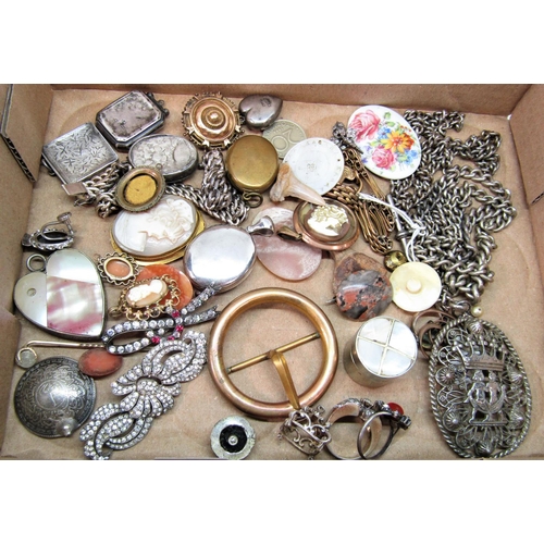 1413 - Interesting mixed lot of costume jewellery to include a silver fancy curb link bracelet, silver stam... 