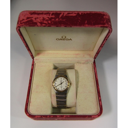 1453 - Omega Constellation bi-colour wristwatch ref 13123000 watch number 55512738, 35 mm case, box and pap... 