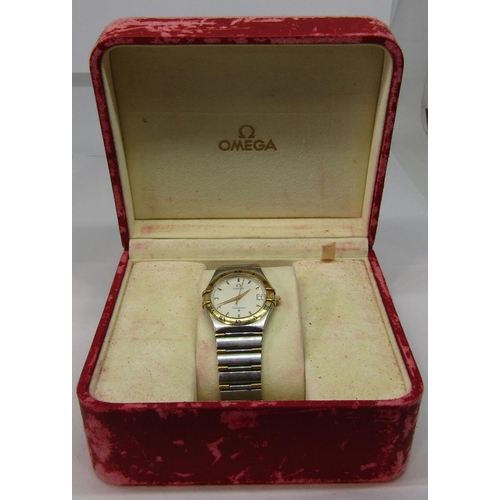 1453 - Omega Constellation bi-colour wristwatch ref 13123000 watch number 55512738, 35 mm case, box and pap... 