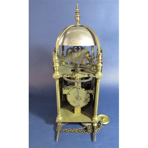 1484 - Benjamin Shuckforth of Diss, Norfolk brass lantern clock with silvered chapter ring, with Roman nume... 