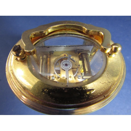 1494 - L'Epee of France oval brass case miniature carriage clock,  8 cm high