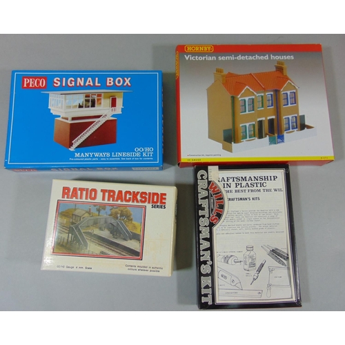 118 - Collection of boxed railway model building kits  (unchecked, appear un-started)  including 3 x Hornb... 