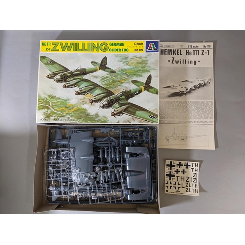 134 - 7 boxed model aircraft kits including Airfix Mistel, others by Revell, Italeri and Roden, all 1:72 s... 