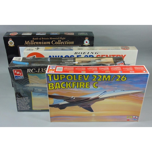 142 - 4 large 1:72 model aircraft kits including Airfix Boeing AWACS E-3D Sentry (sealed), AMT/ERTL Boeing... 