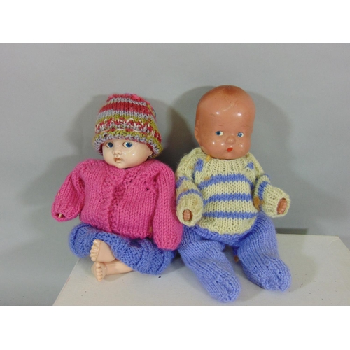 93 - Vintage dolls and teddies in need of restoration including bears, rabbits, composition baby dolls by... 