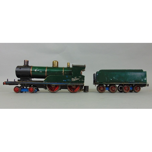 103 - 0 gauge model live steam locomotive 4-4-0 with tender, untested. 
Boiler history disclaimer- no warr... 