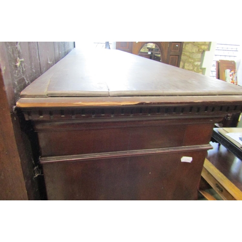 2354 - A Georgian revival side cabinet with dentil moulded cornice over a pair of rectangular astragal glaz... 