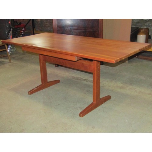 2209 - A contemporary cherry wood refectory table with rectangular top raised on a trestle type base, 183cm... 