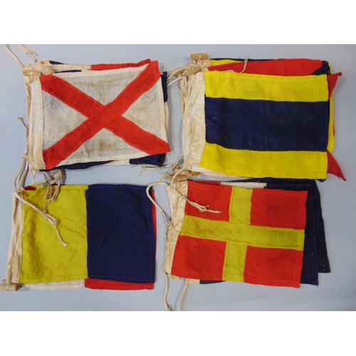 1551 - Collection of  flags including 3 large (180 x 90 cm) and approx 25 small square and pennant shaped f... 