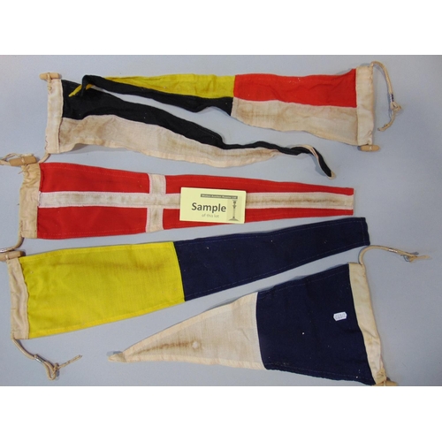 1551 - Collection of  flags including 3 large (180 x 90 cm) and approx 25 small square and pennant shaped f... 